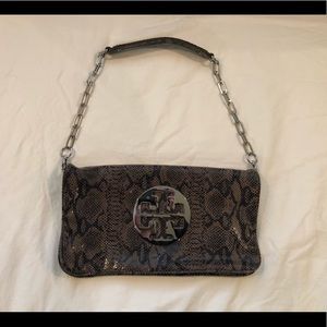 Tory Burch snakeskin Reva Bag (tan, brown/black)
